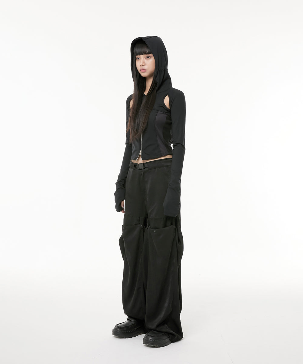 19.Division Cut-out Hooded Zip-up