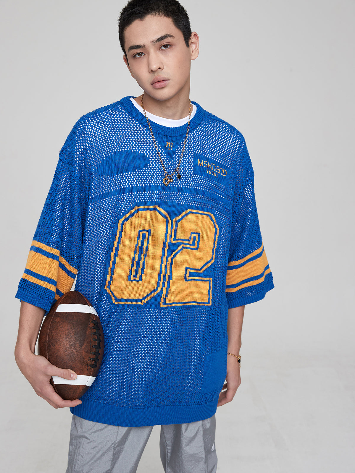 フットボールスカシオーバーサイズSSセーター / FOOTBALL SKASHI OVERSIZED SS SWEATER BLUE