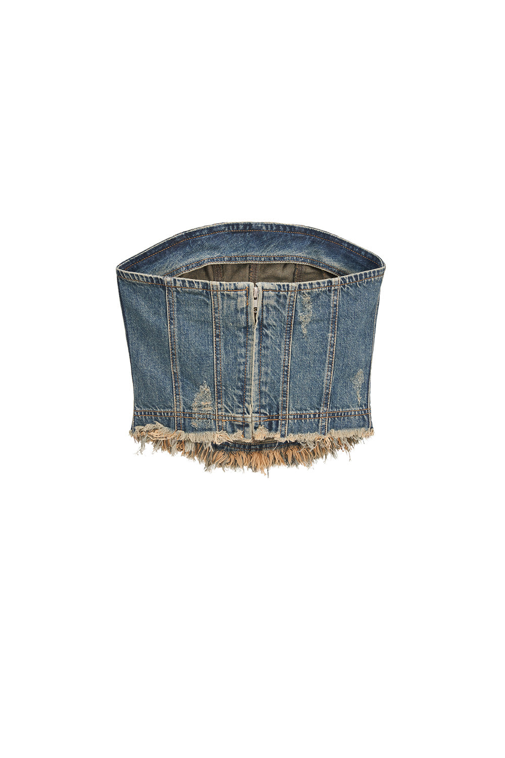 DENIM PANELLED TUBE TOP (BLUE)