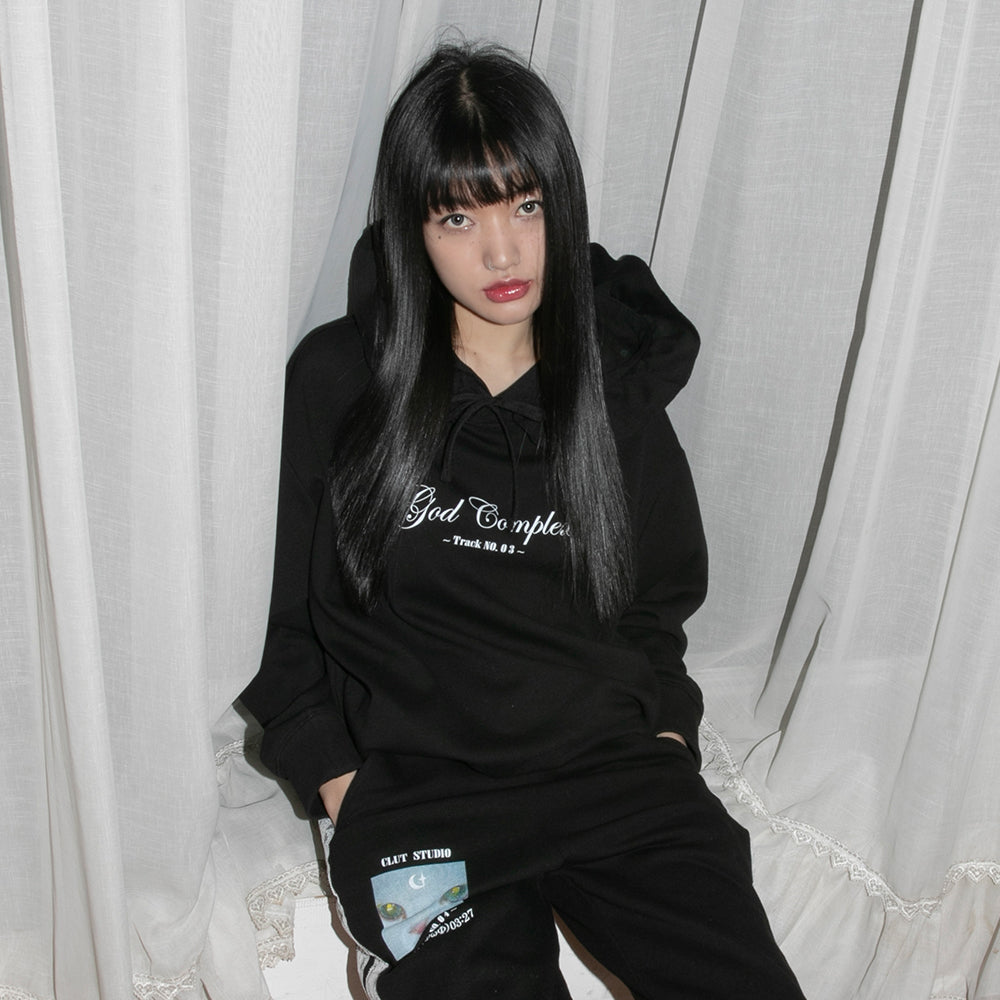  God Complex Ruffle Hoodie - BLACK