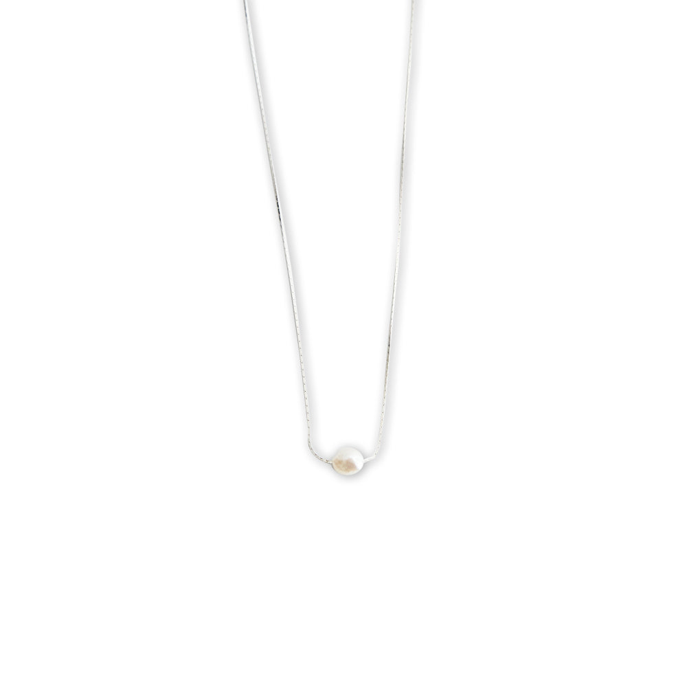 [925 SILVER] Bright Pearl Necklace A (Silver925)