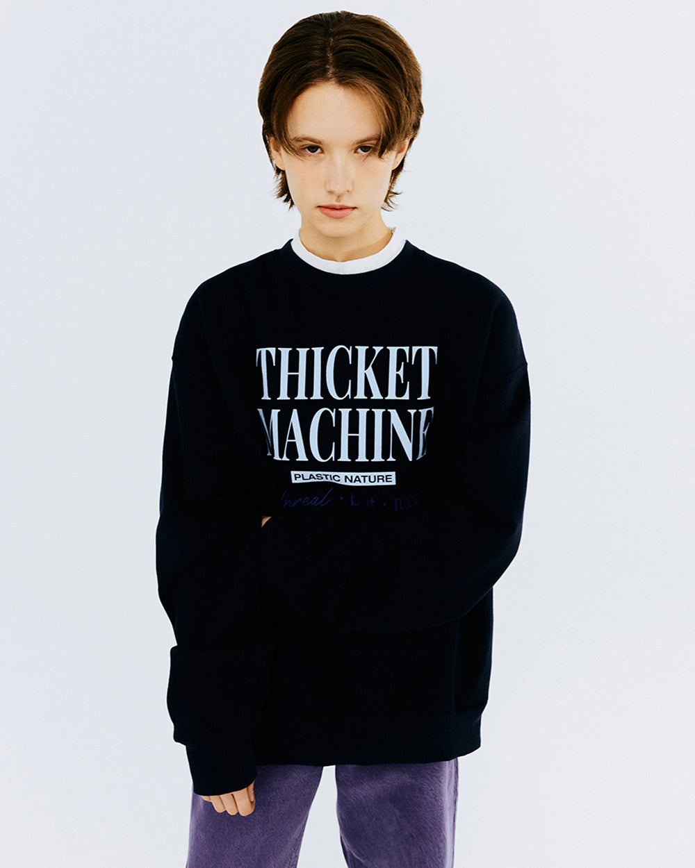 THICKET MACHINE TYPO SWEATSHIRT-NAVY