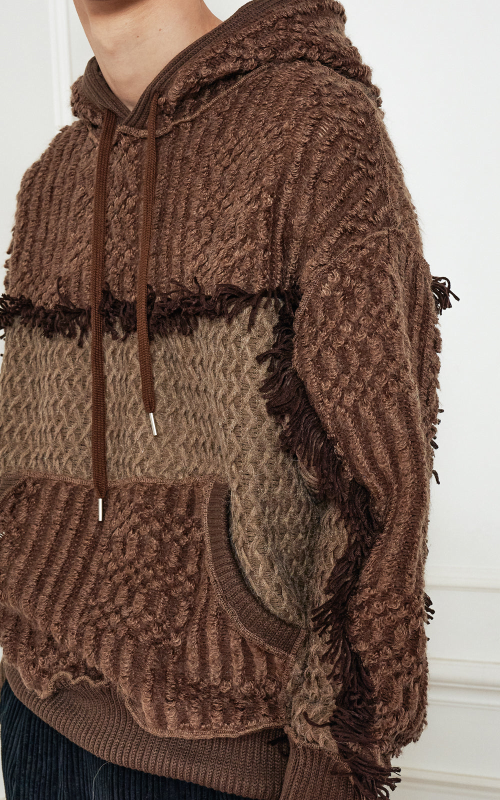 INSIDE-OUT TASSEL WOOL KNIT HOOD_[BROWN]