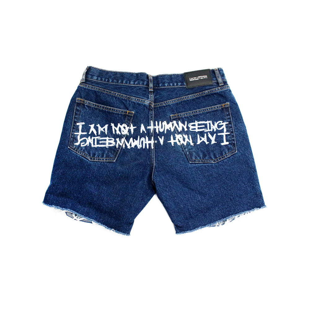 Basic Logo Destroyed Denim Shorts (2color)