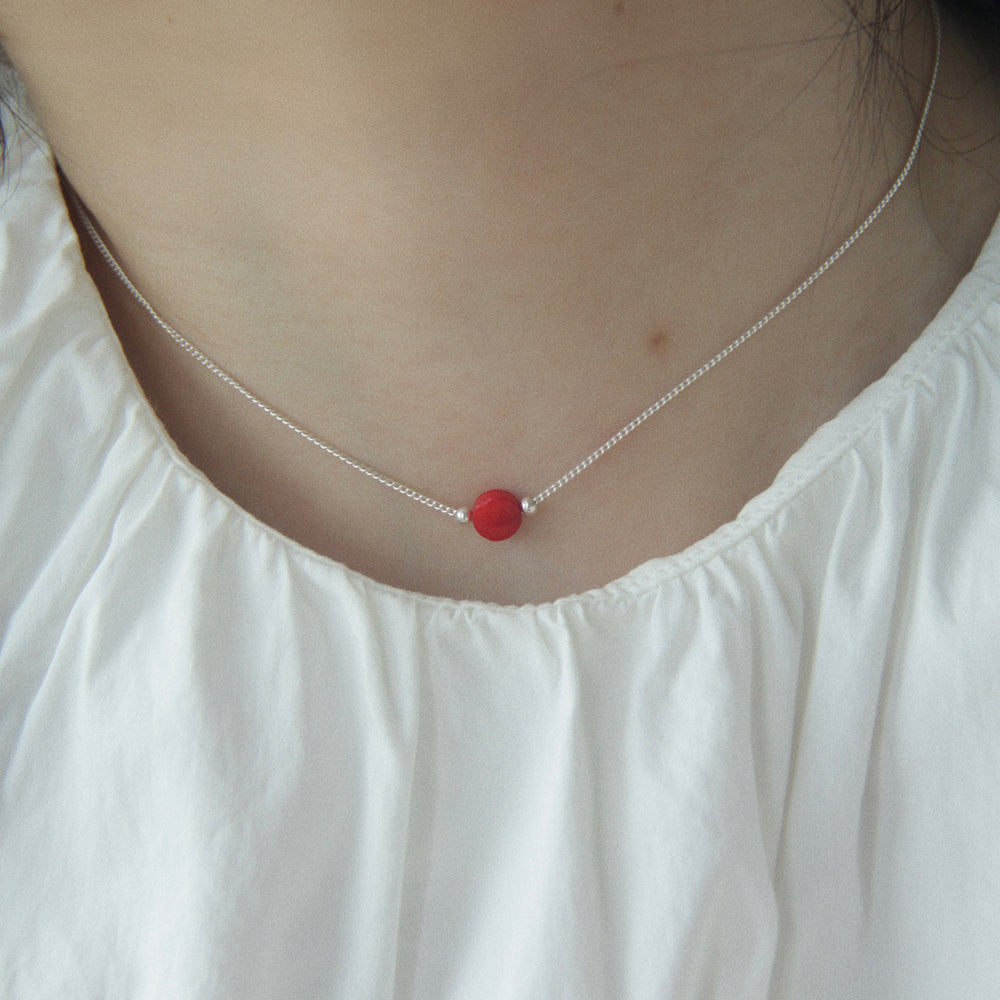 Coral Silverball Chain Necklace