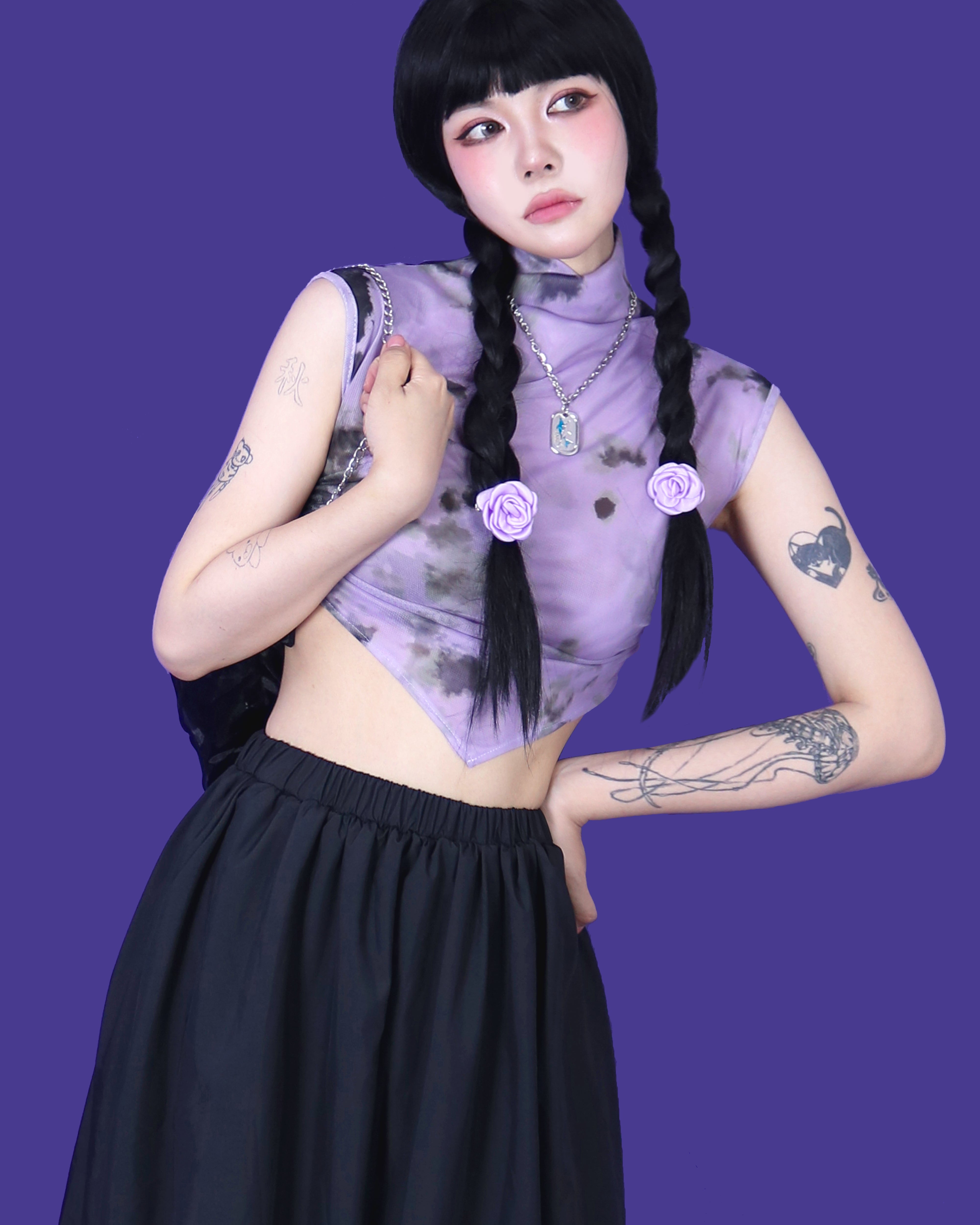 violet high neck sleeveless