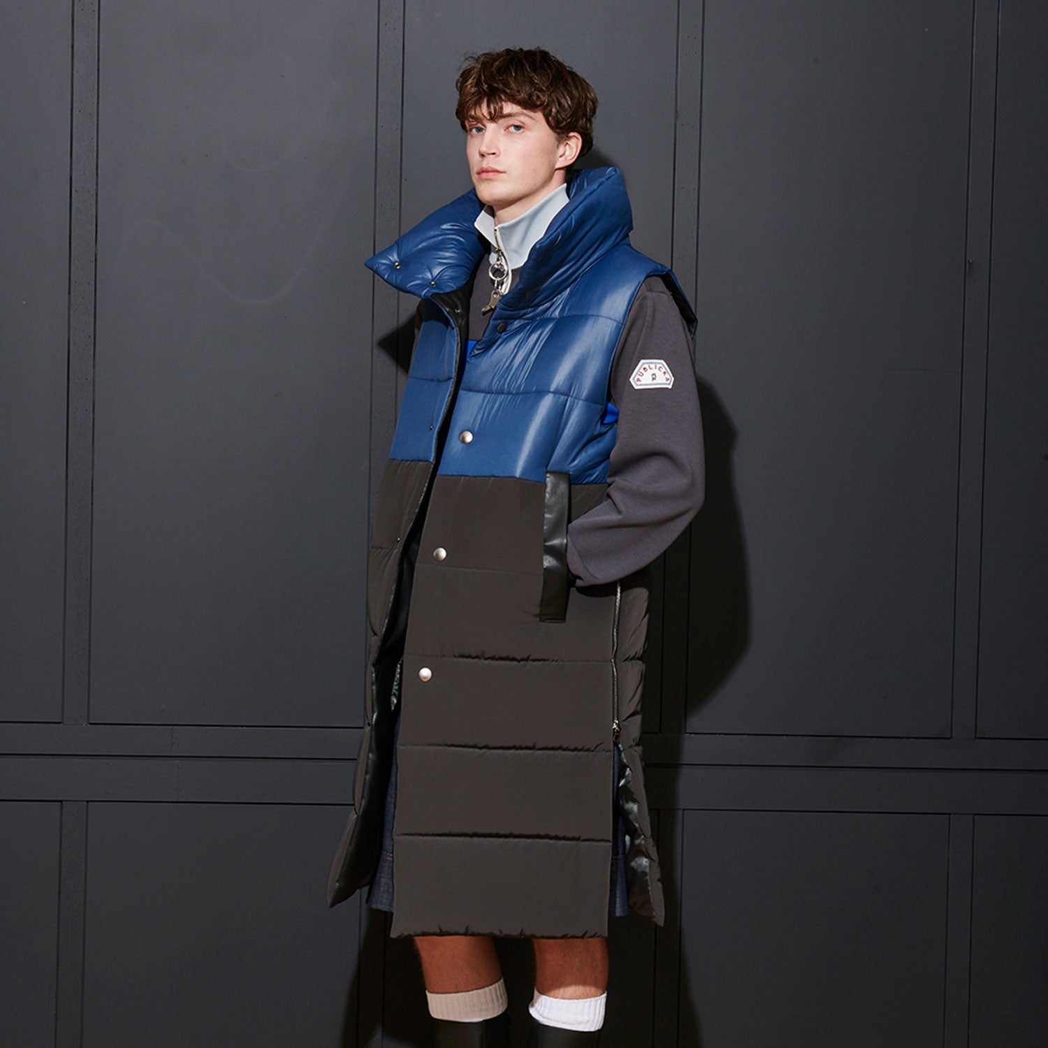  [UNISEX] JUN PADDING VEST, NAVY + BLACK