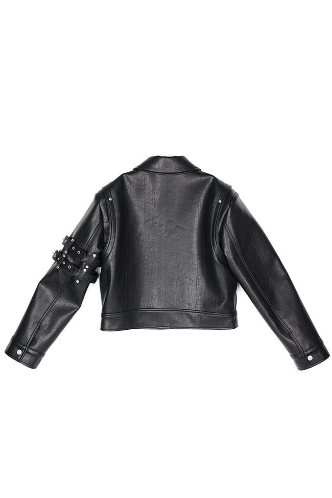 SLEEVE 2BELTED LEATHER JACKET