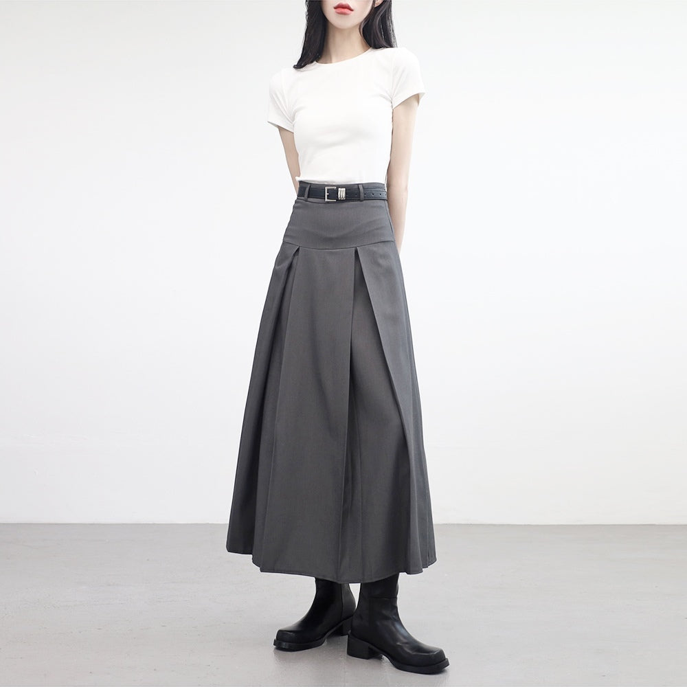 Kefit Modern Pleats Long Skirt (belt set)