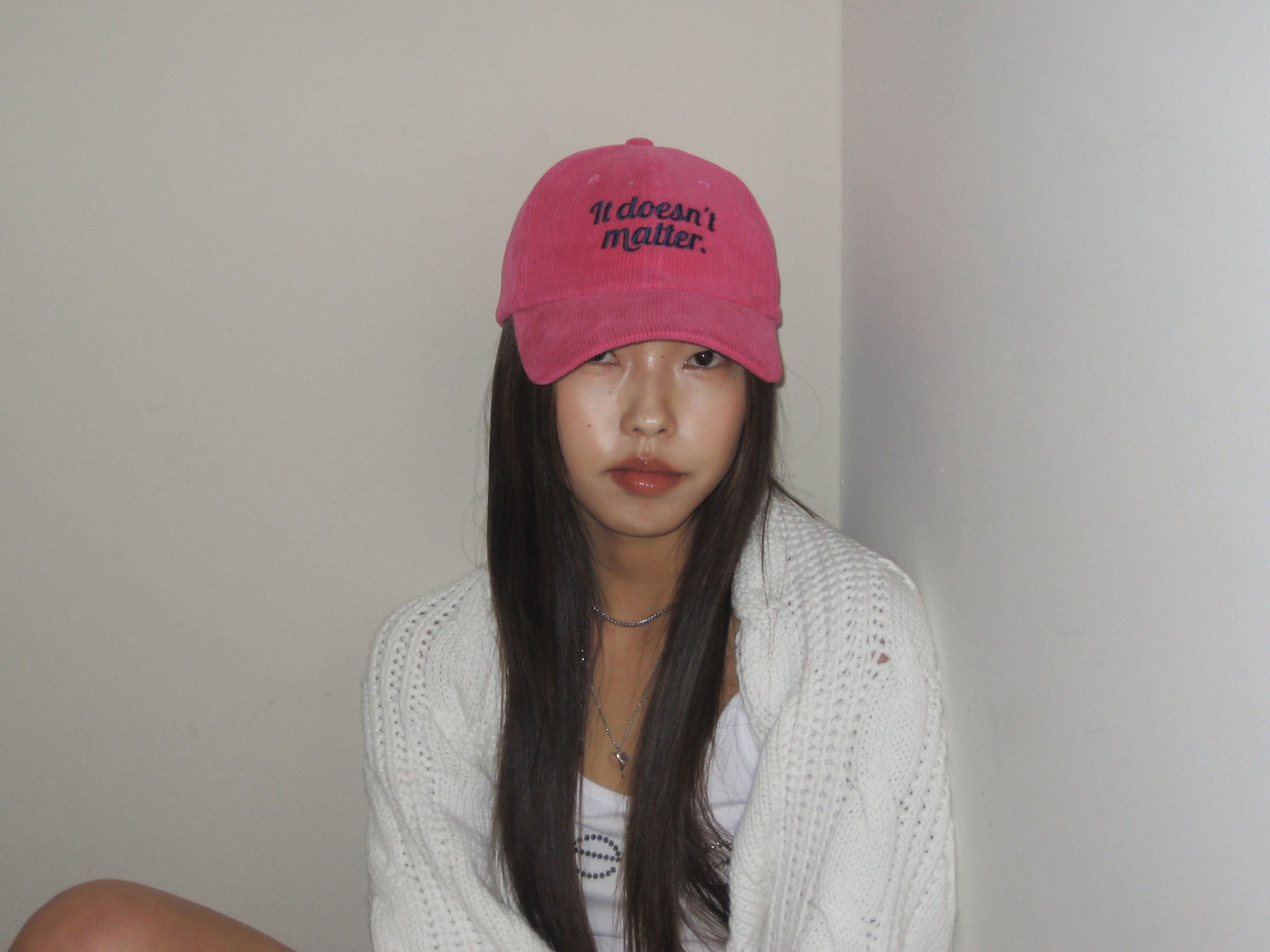 Corduroy logo ball cap (Hot pink)