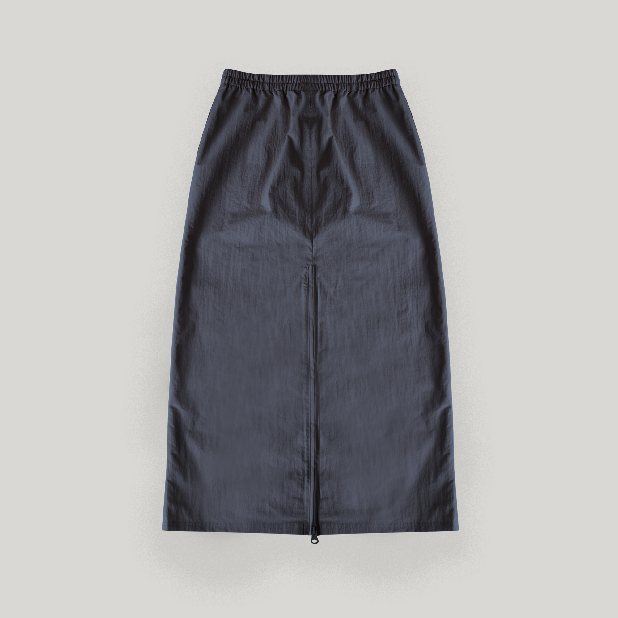 Charcoal Slit Nylon Zipper Skirt