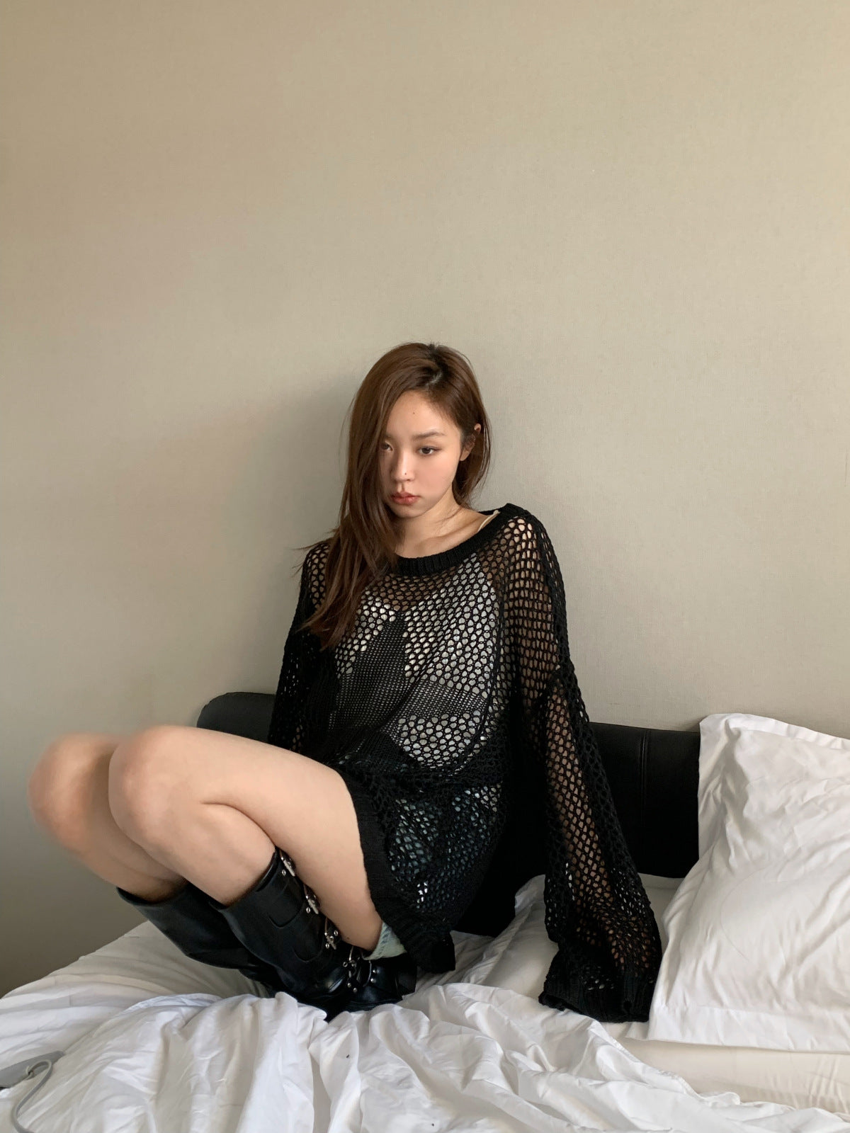 Star loose see-through knit