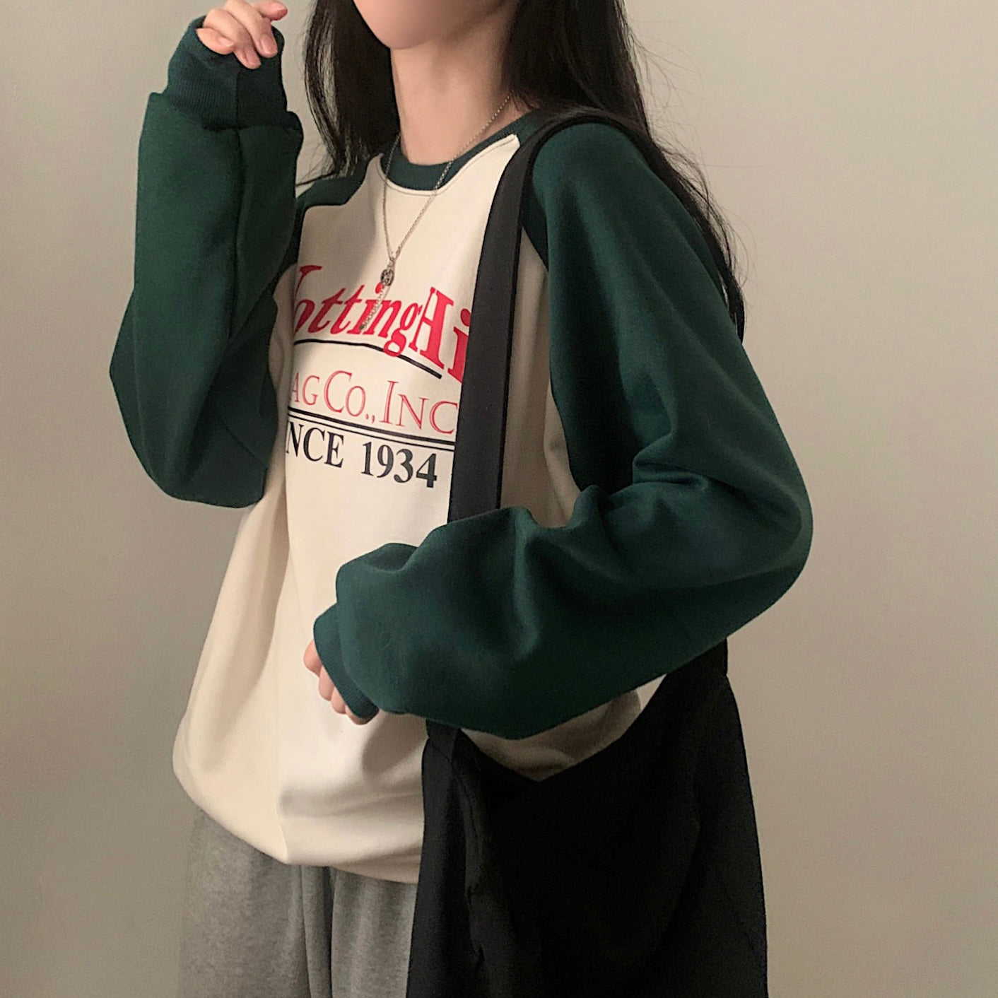 [Fleece-Lined/Satisfaction Level 100] Notting Hill Color Fleece-Lined Lettering Oversized Fit Sweatshirt - 4 colors