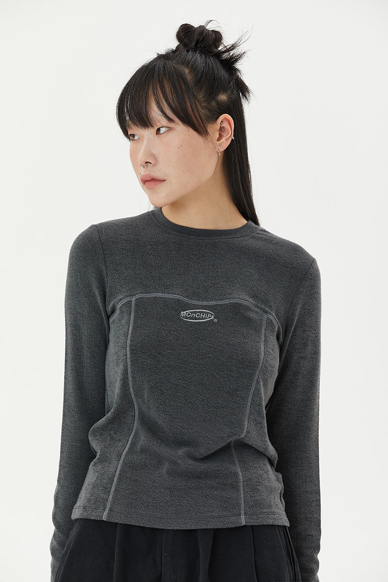 Two tone heat long sleeve [charcoal]