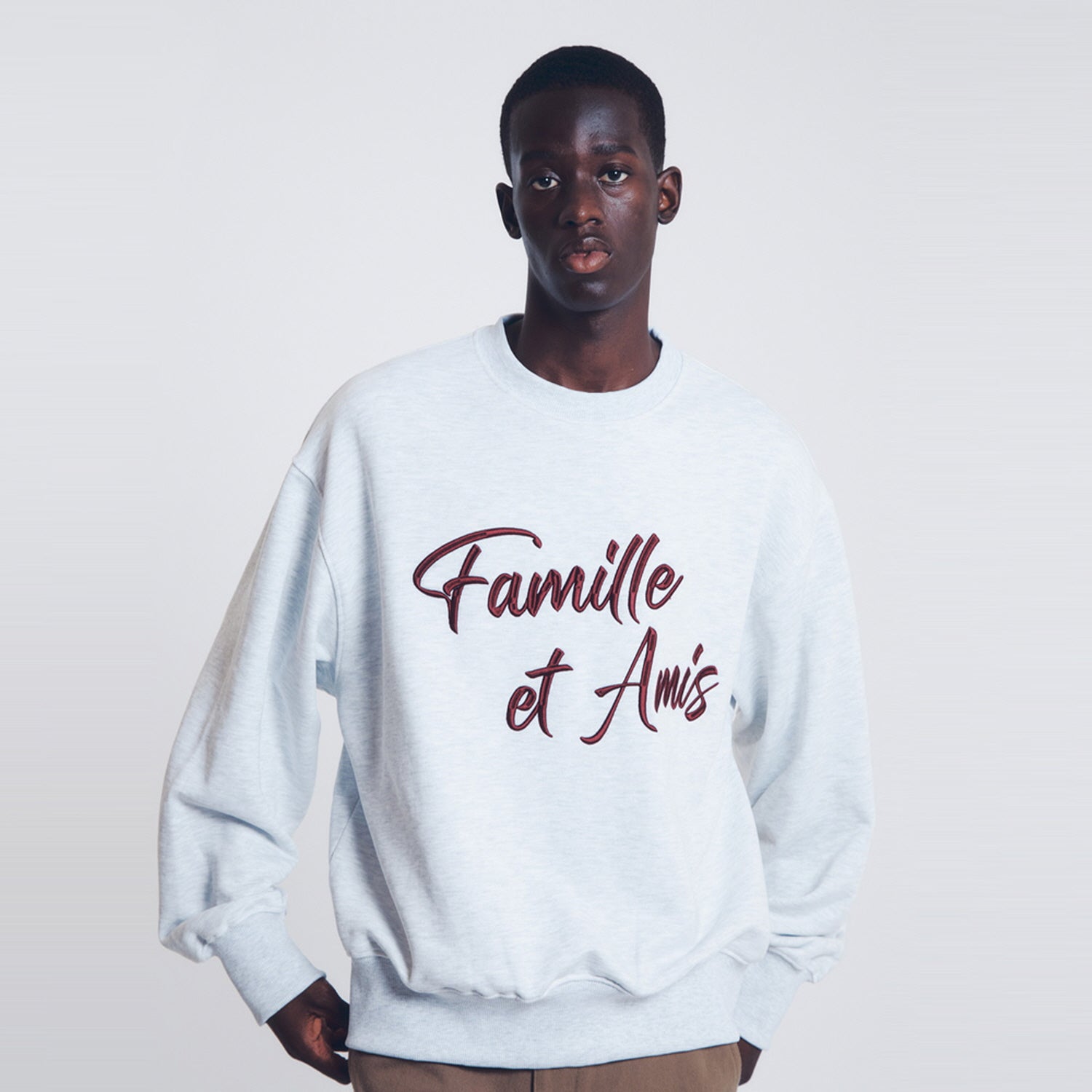 EMBROIDERY SLOGAN SWEATSHIRT (MELANGE GRAY)