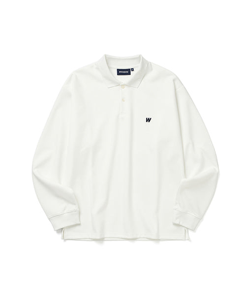 W LOGO LS PIQUE (WHITE)