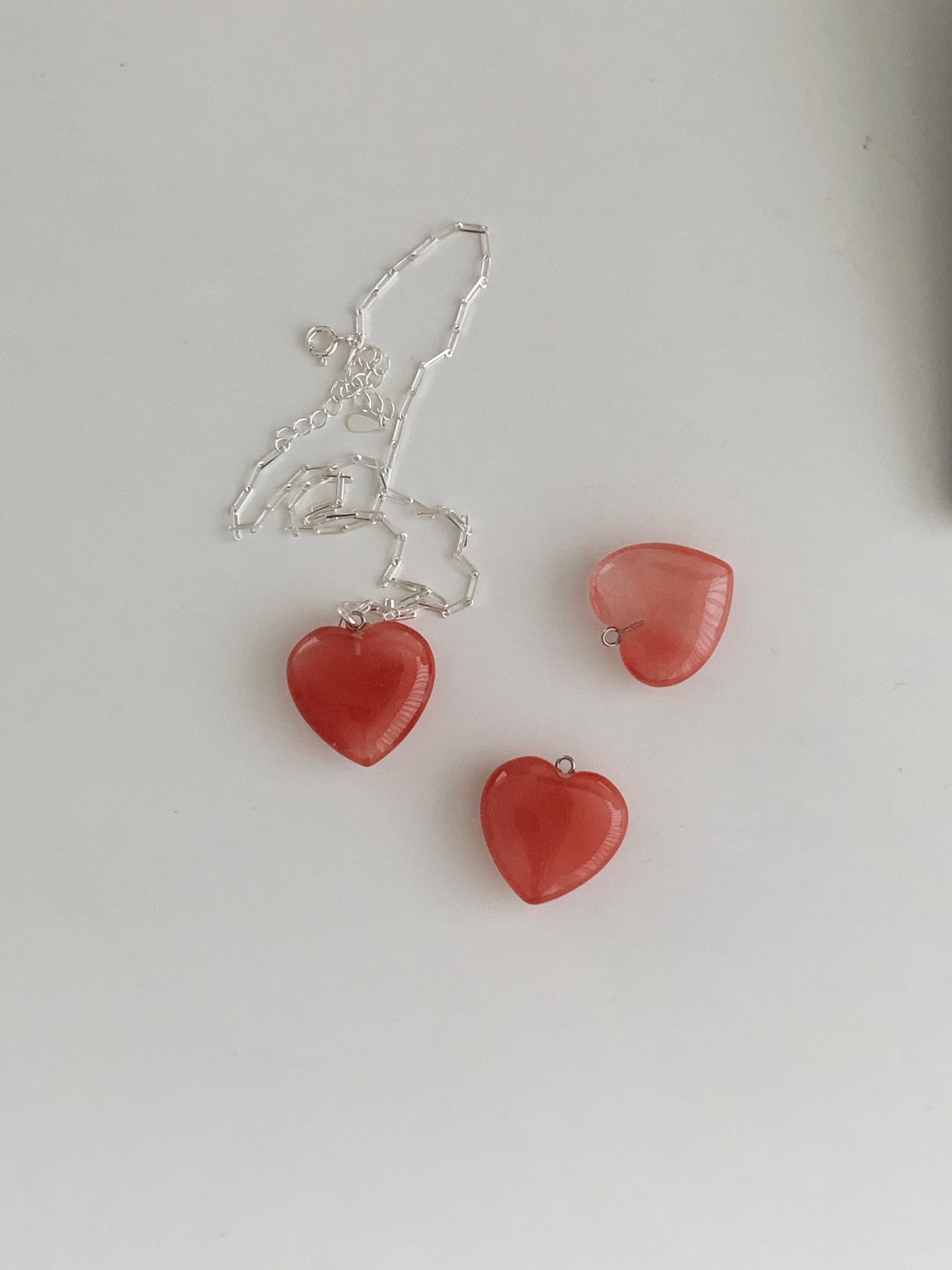 [925silver] Rodin Cherry stone Heart Necklace