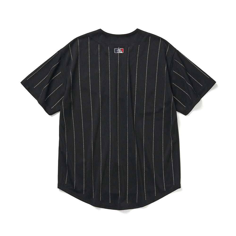 RHINESTONE BASEBALL JERSEY (BLACK) L / BLACK