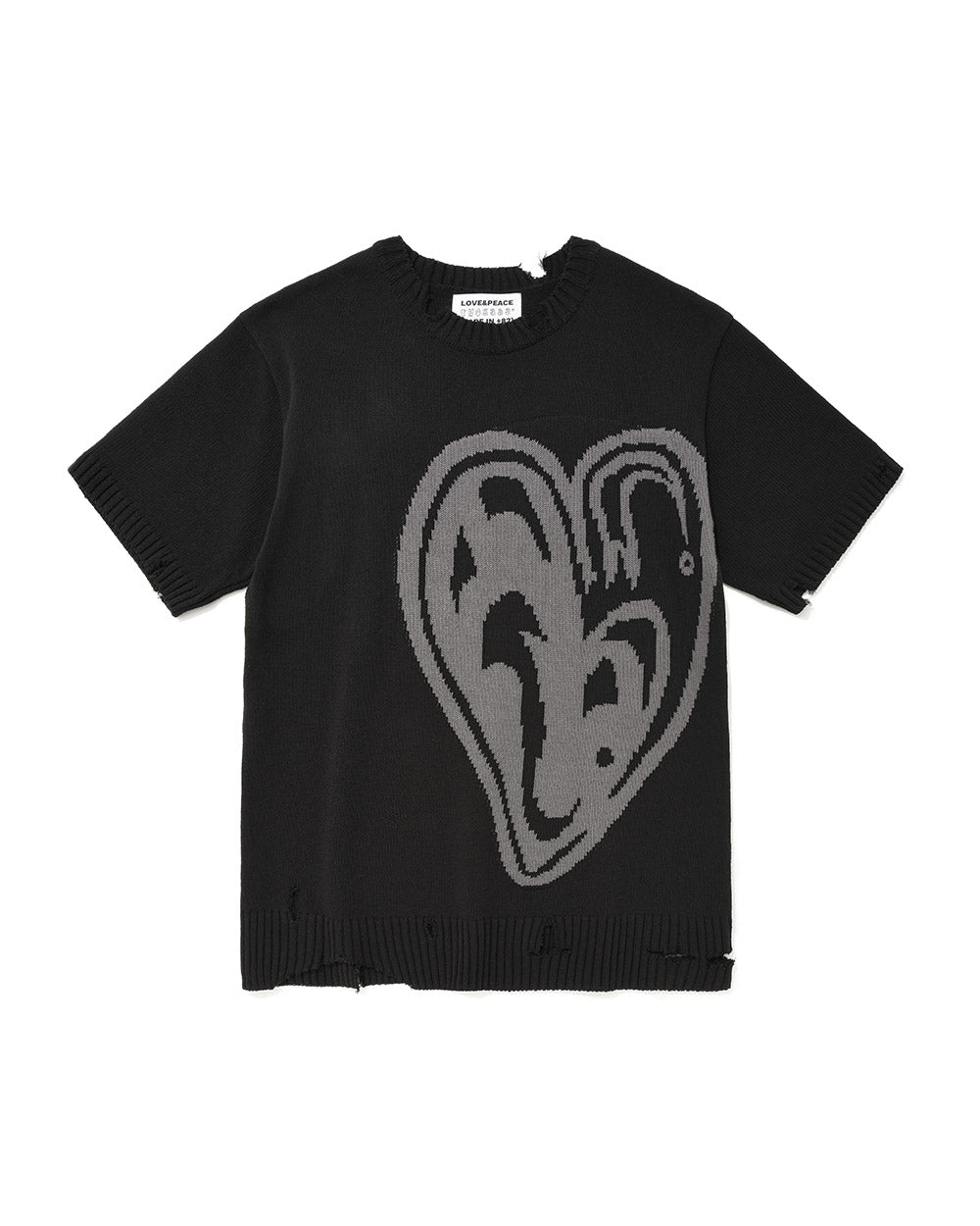 Distressed Heart Knit Tee