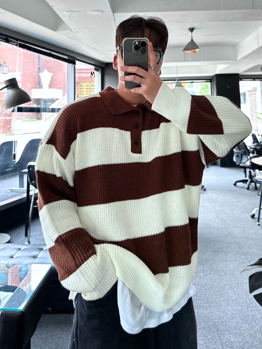 poly kara dangara button knit