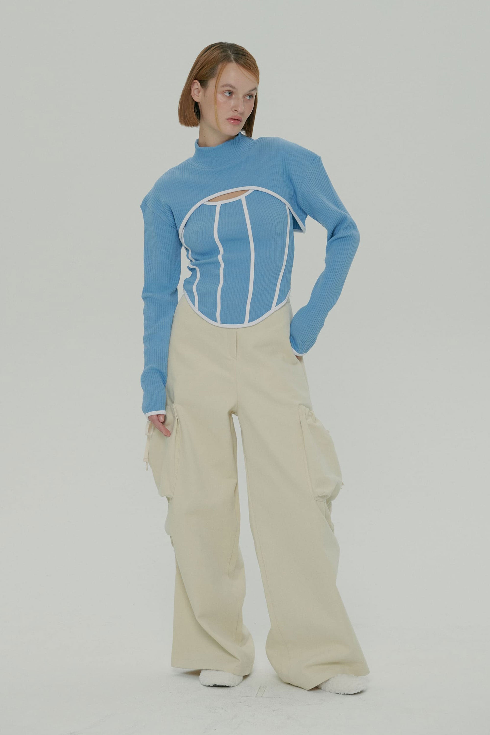 POCKET SHIRRING WIDE PANTS / IVORY