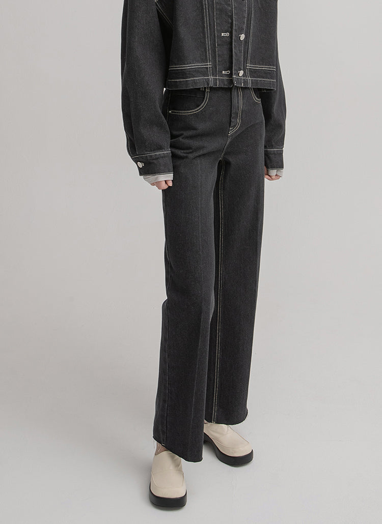 (PT-5315) Youth Set-up Straight Denim Pants