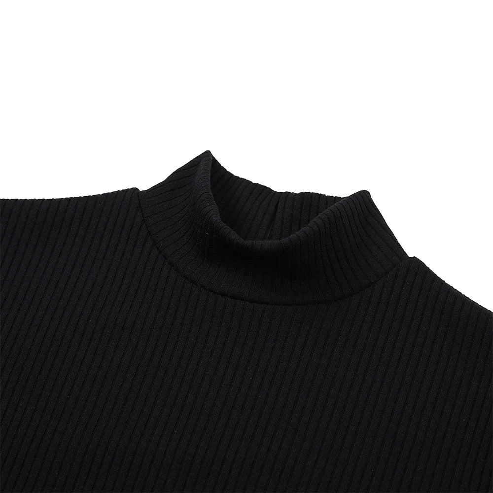 シャーリングハイネックミニドレス / Shirring High-neck Mini Dress [BLACK]