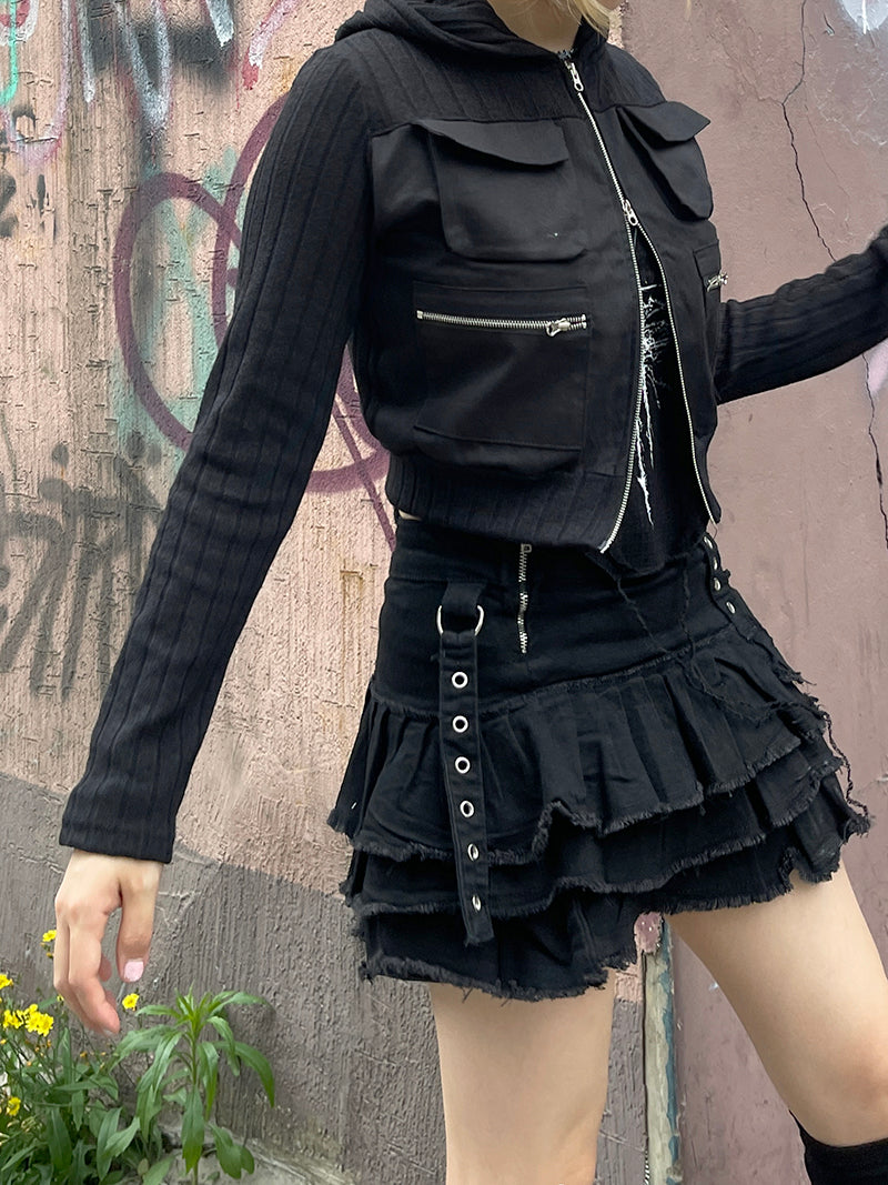 y2k punk damage cancan mini skirt