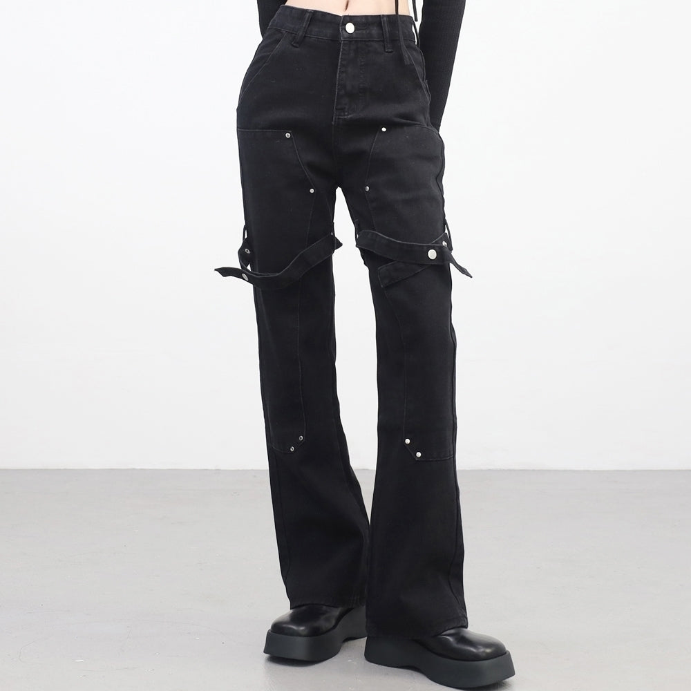 Alon Belted Bootcut Denim Pants