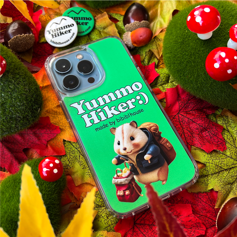 [transparent jelly hard] Yummo Hiker (Green) Phone Case+Pin button set