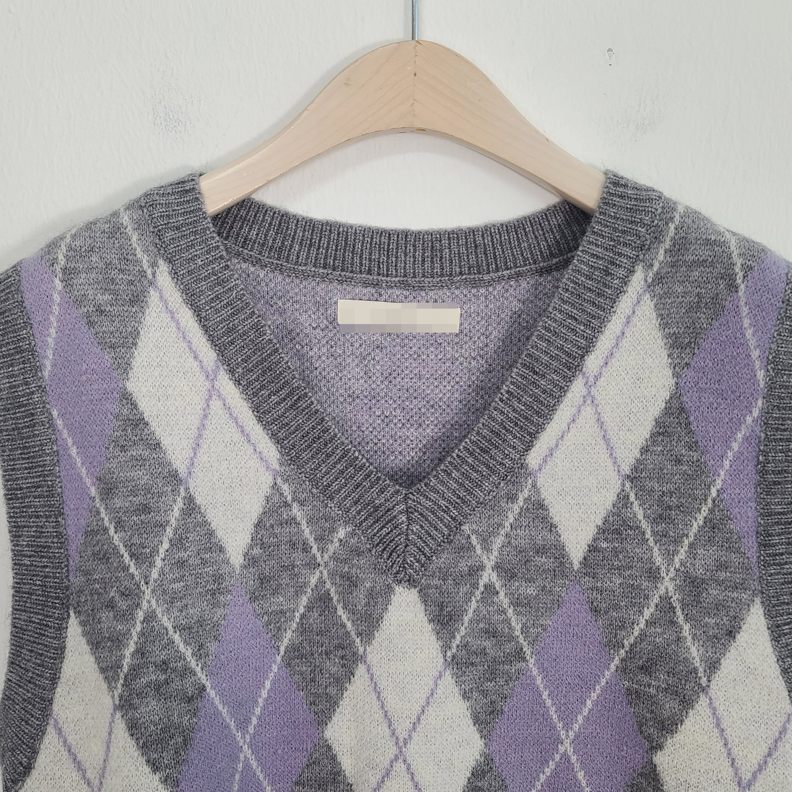 purple argyle knit vest