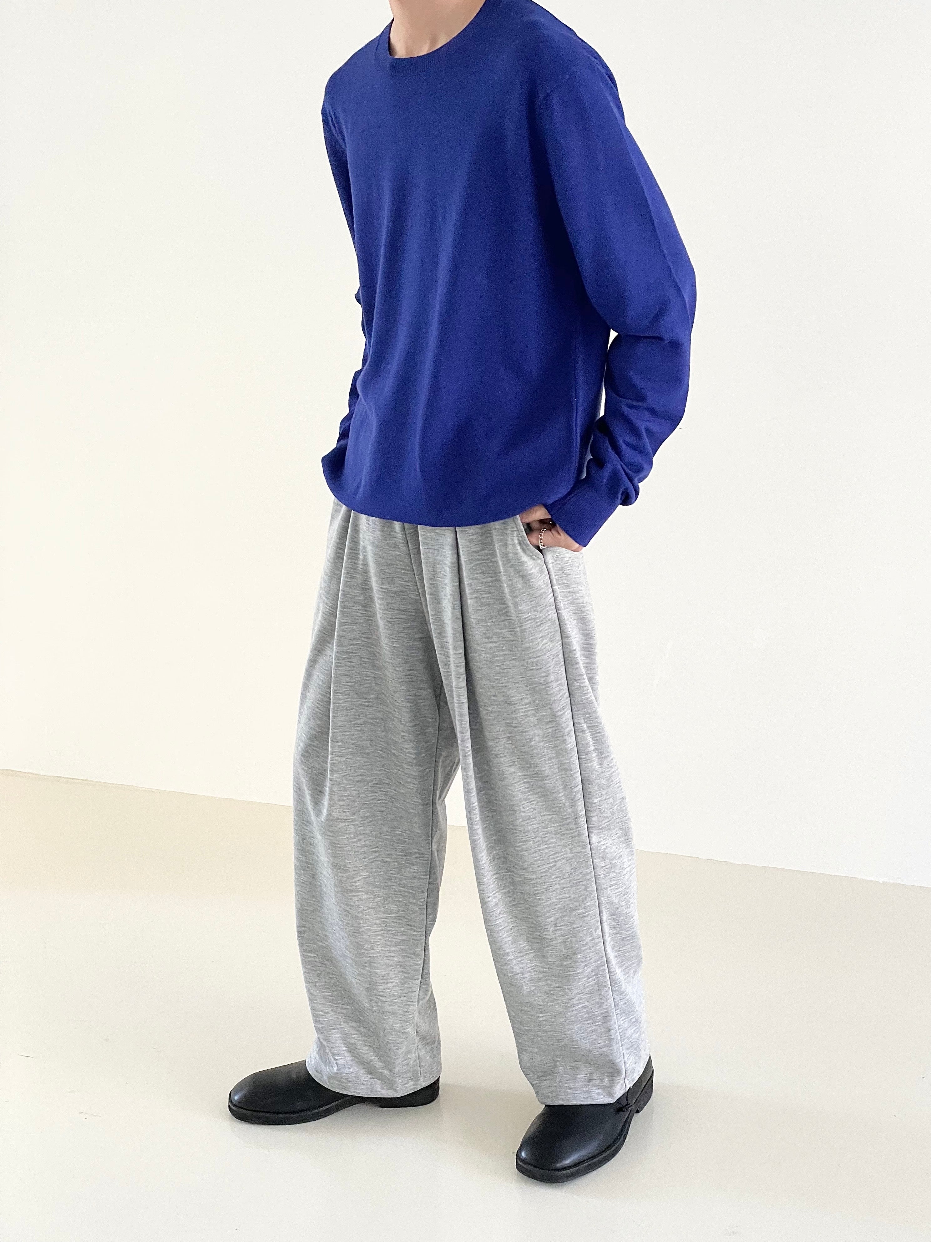 Pintuck wide string sweat pants