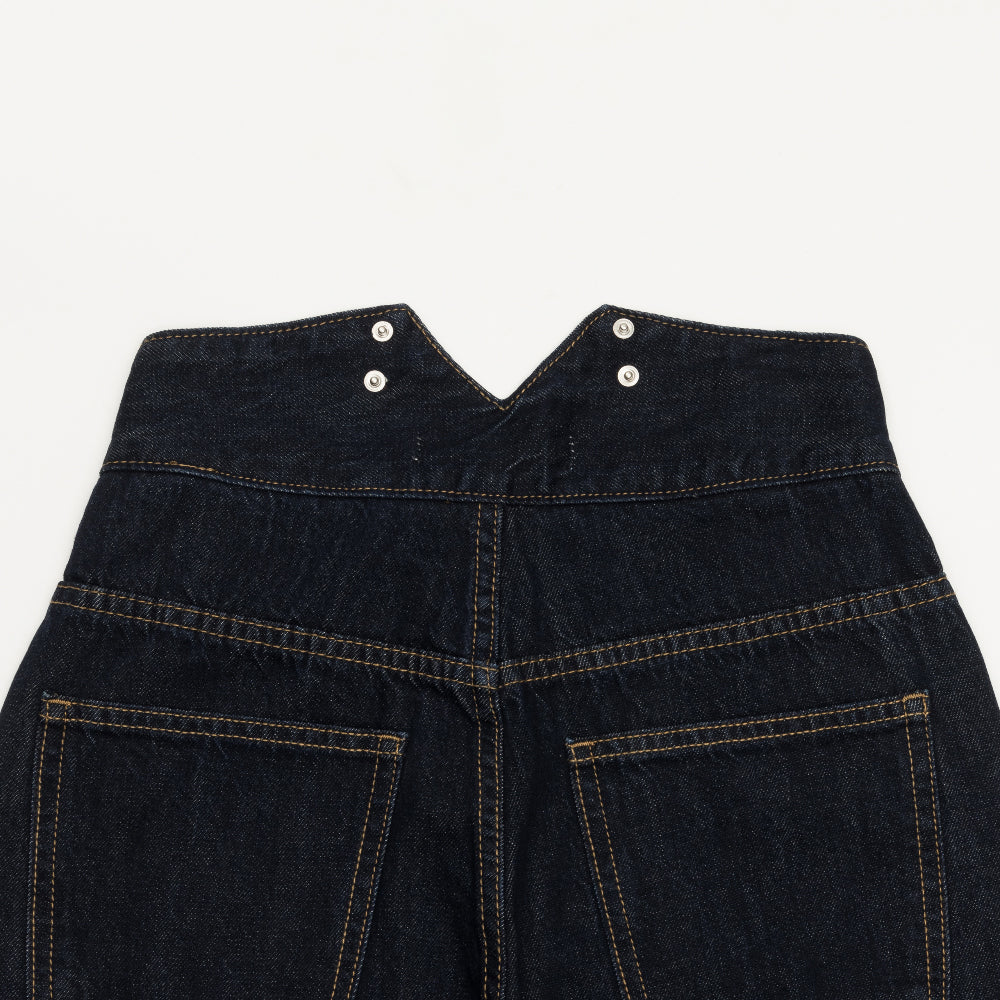 RED VELVER WENDY WORN HIGH WAIST DEEP BLUE WIDE FIT SUSPENDER DENIM PANTS [16636]