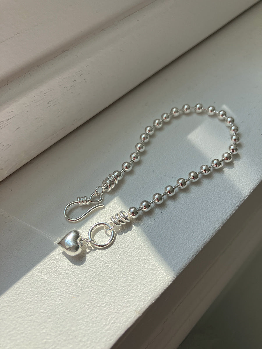 [92.5silver] hook heart bracelet