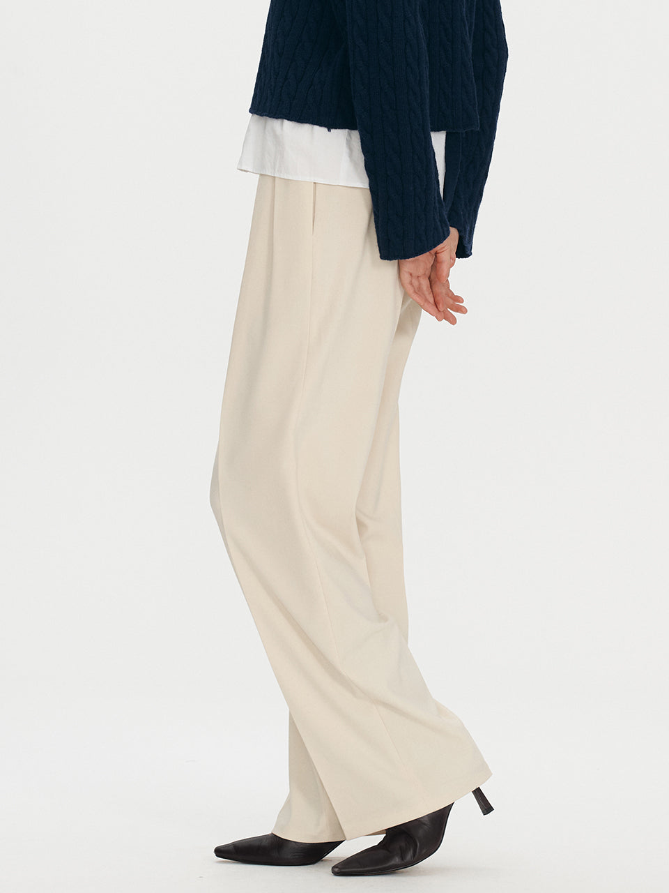 Two tuck wide pants - Vanilla