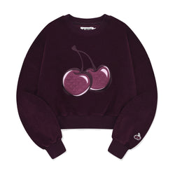 BIG CHERRY TERRY NAPPING CROP SWEATSHIRT [DARK PURPLE]