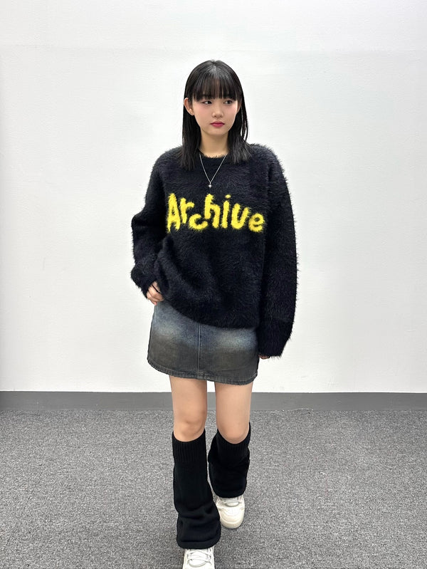 lettering angora mohair knitwear