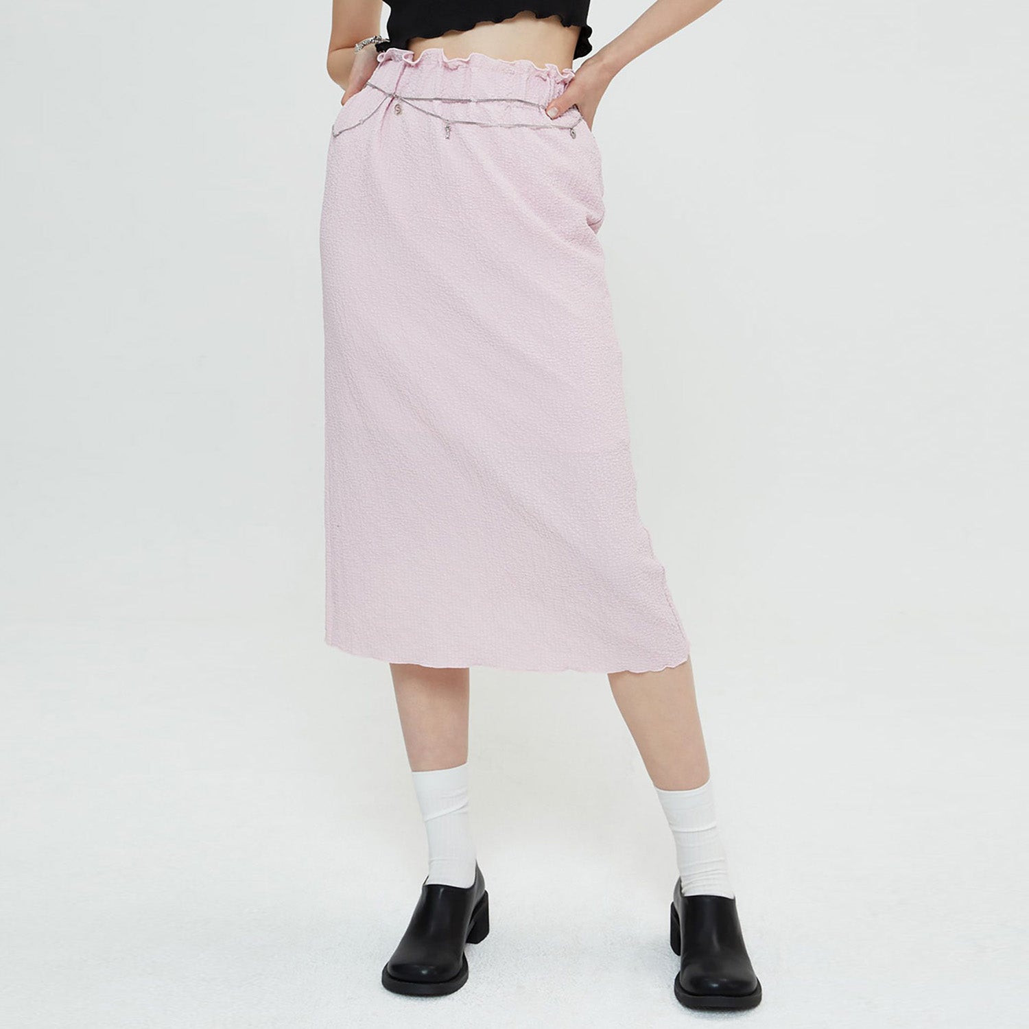 RELAXED SEERSUCKER SKIRT (LIGHT PINK)