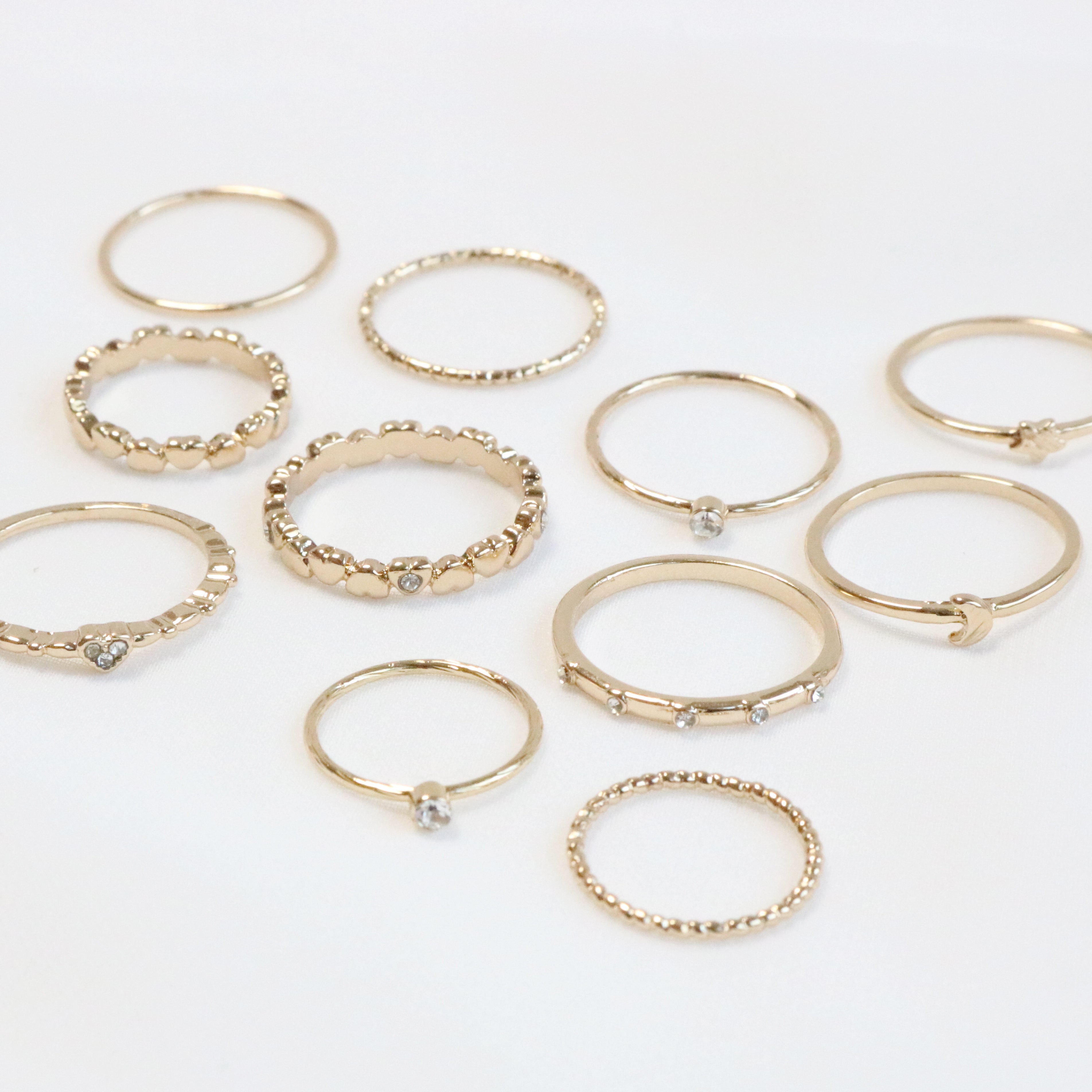 Mini Heart Layered Ring 10 Set (2 color)