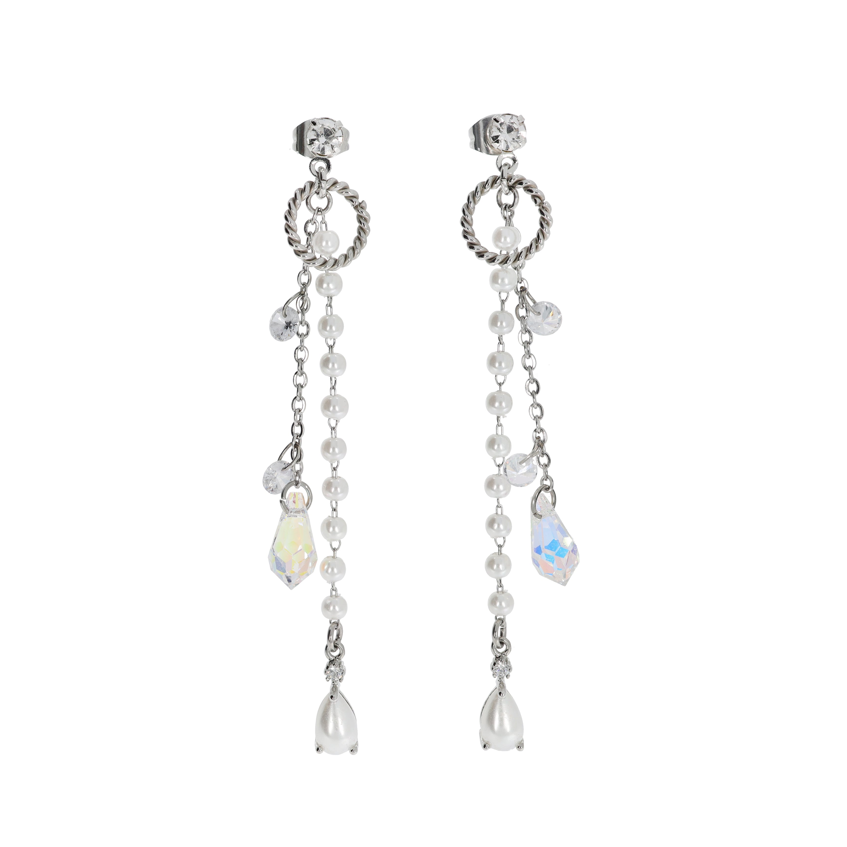 Twist Ring Crystal Drop Earrings