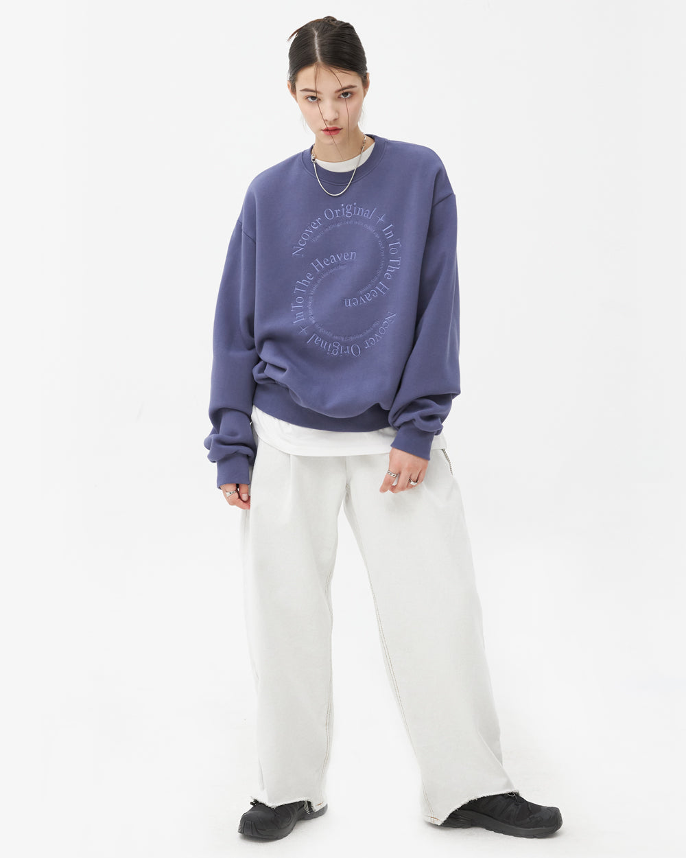 SEMICIRCLE TEXT SWEATSHIRT-PURPLE