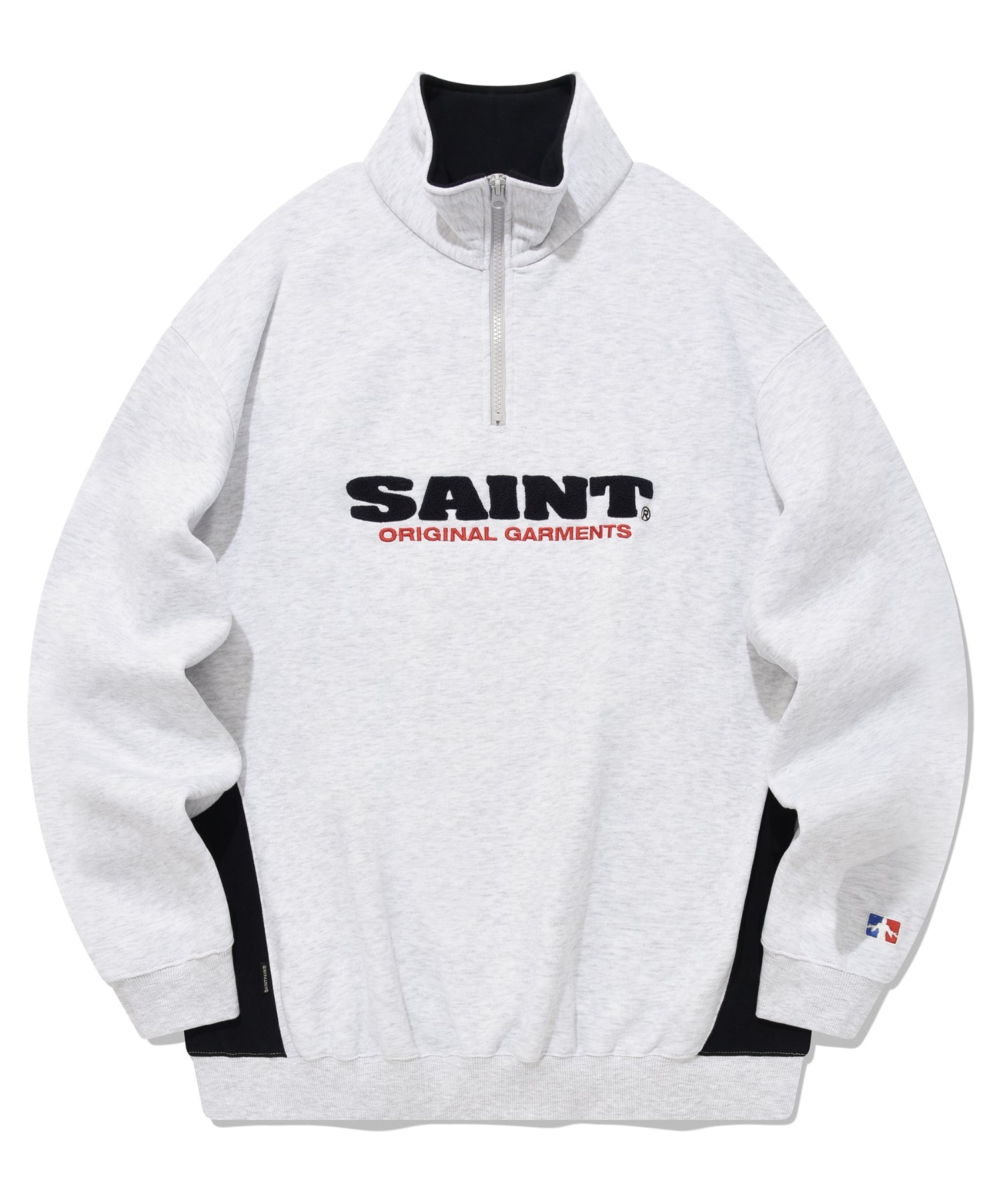 SP SAINT LOGO BLOCK HALF ZIP-ASH MELANGE