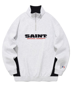 SP SAINT LOGO BLOCK HALF ZIP-ASH MELANGE