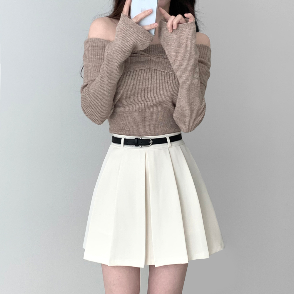 [Belt set] Roache Pleats Mini Skirt