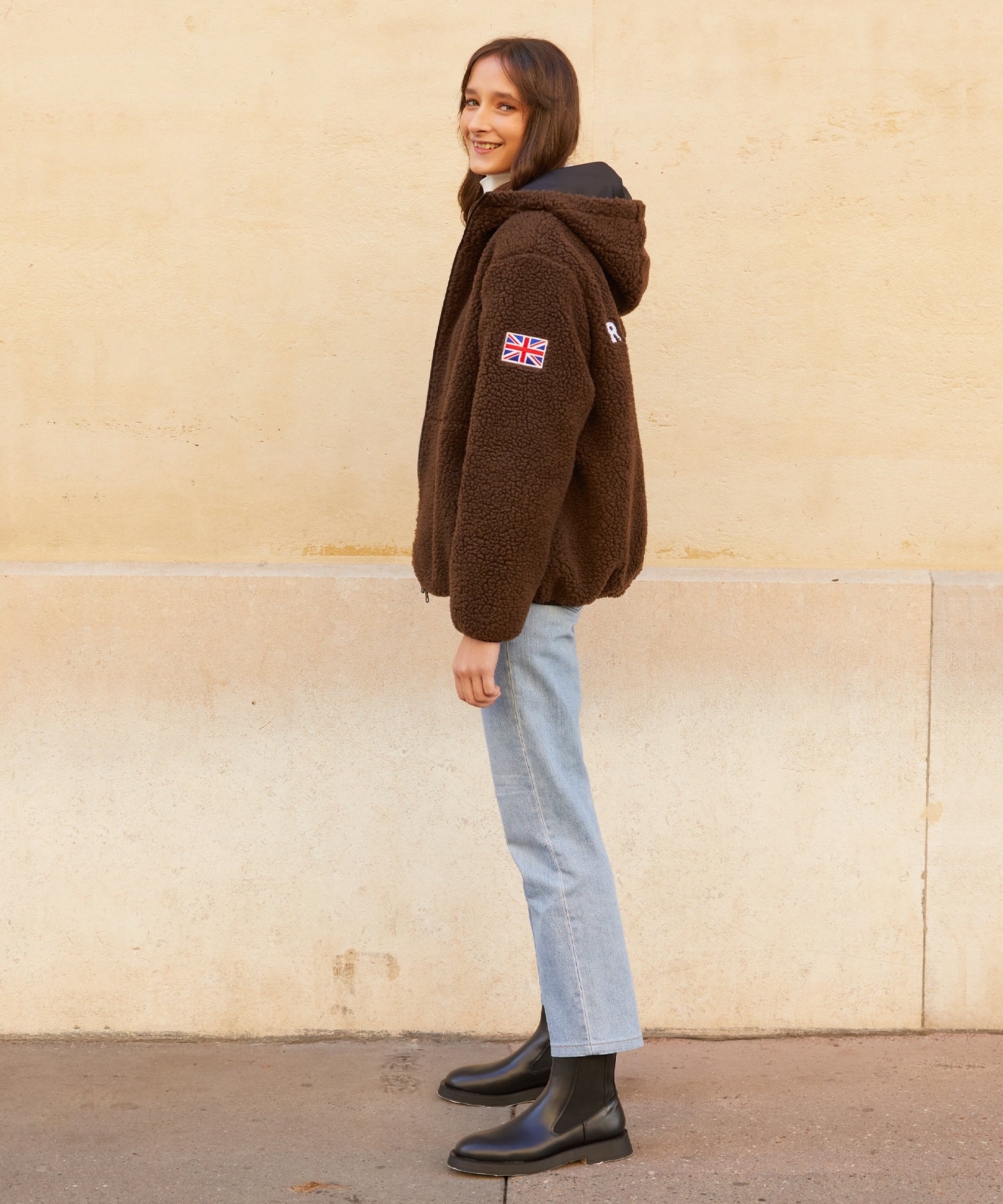 RCH fleece oversized Jacket brown