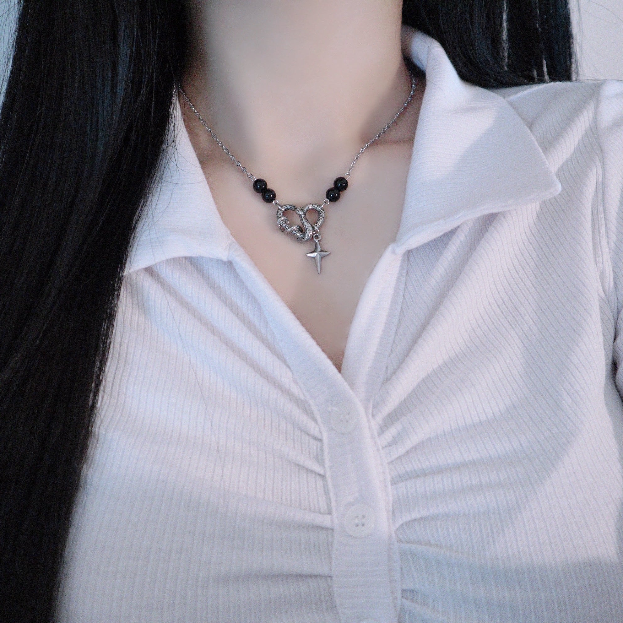 heart snake cross necklace