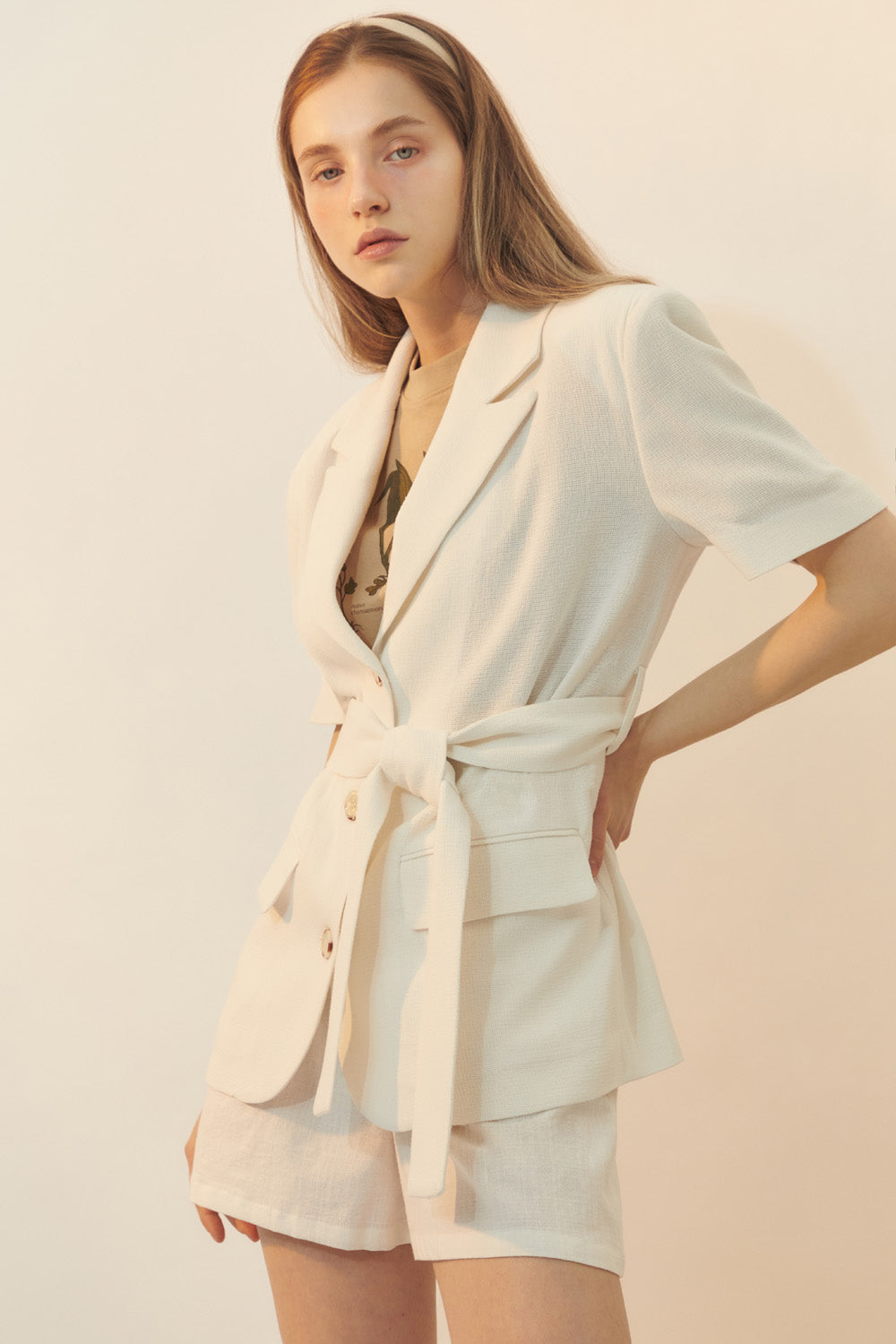 [BREEZE] Half Sleeve Linen Jacket_WHITE (CTD1)