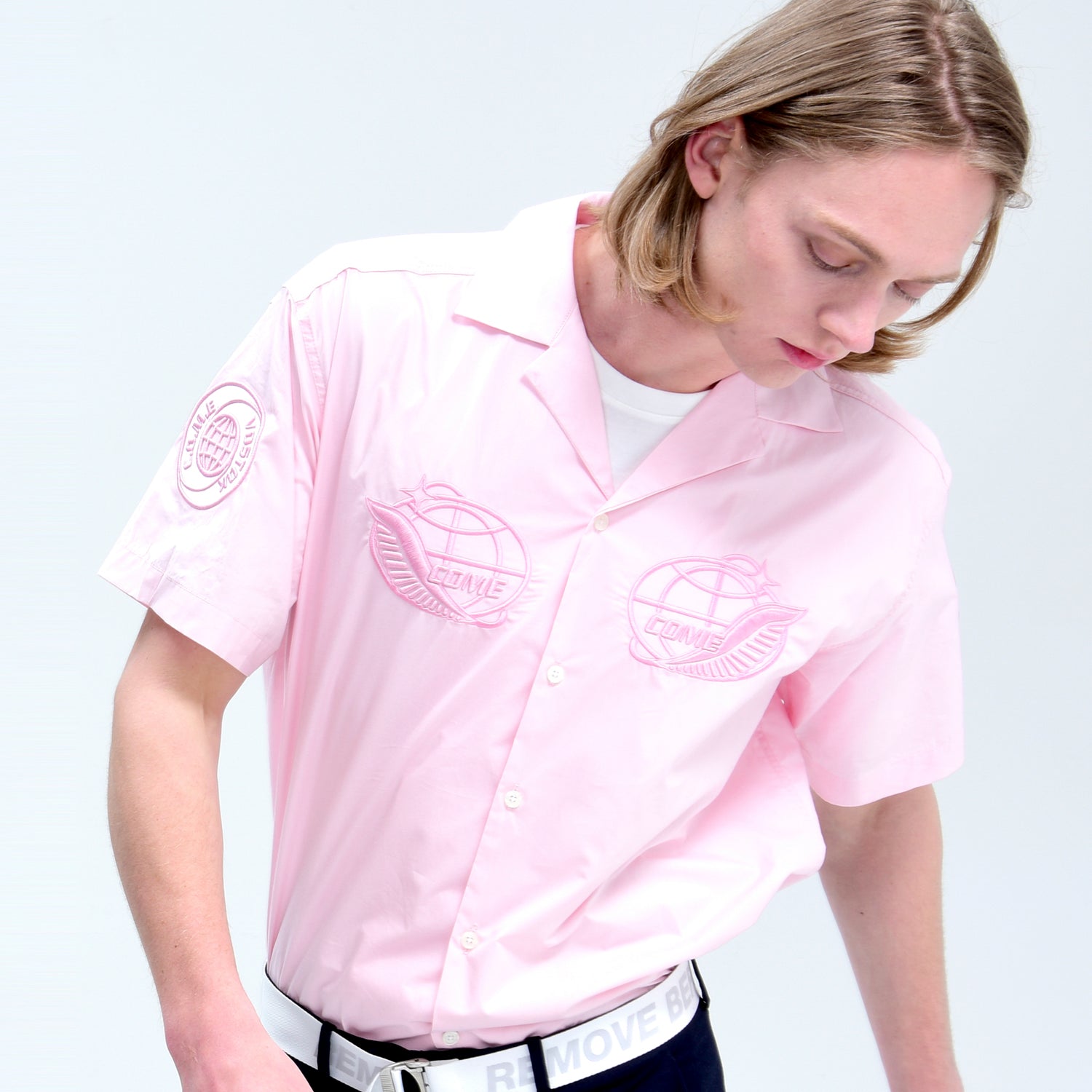 [UNISEX] Mission Patch Bowling Shirt (PINK)