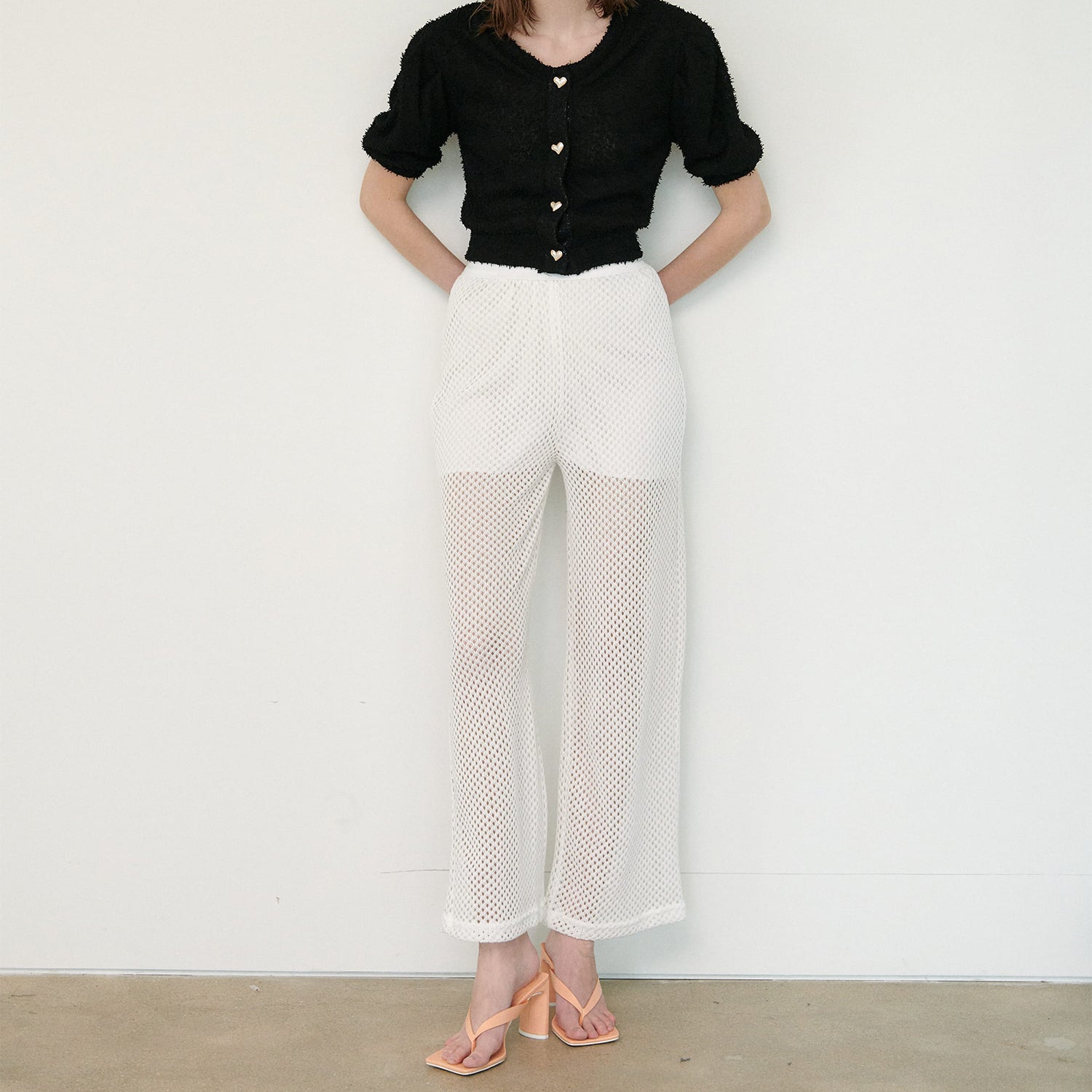 SEE-THROUTH NET PANTS, WHITE