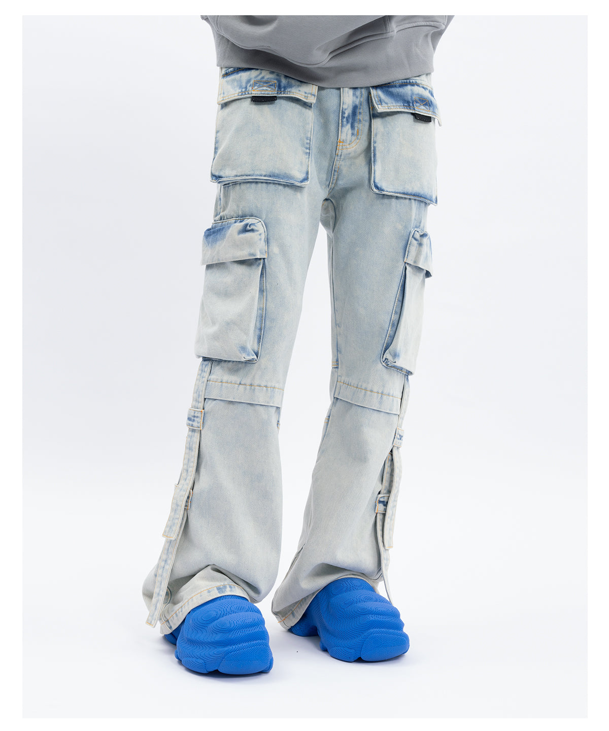 heavy washed micro-flared cannonball pants
